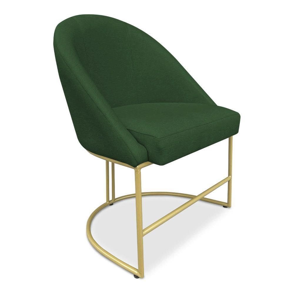 Cadeira Poltrona De Jantar Bela Suede Base Metálica Industrial Dourado - Pallazio Verde