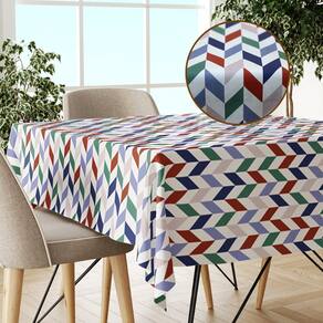 Toalha Mesa Plástica Térmica Chevron Vm 6 Lugares 1,80