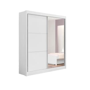 Guarda Roupa 2 Portas De Correr Com Espelho 3 Gavetas Atenas D`doro Branco