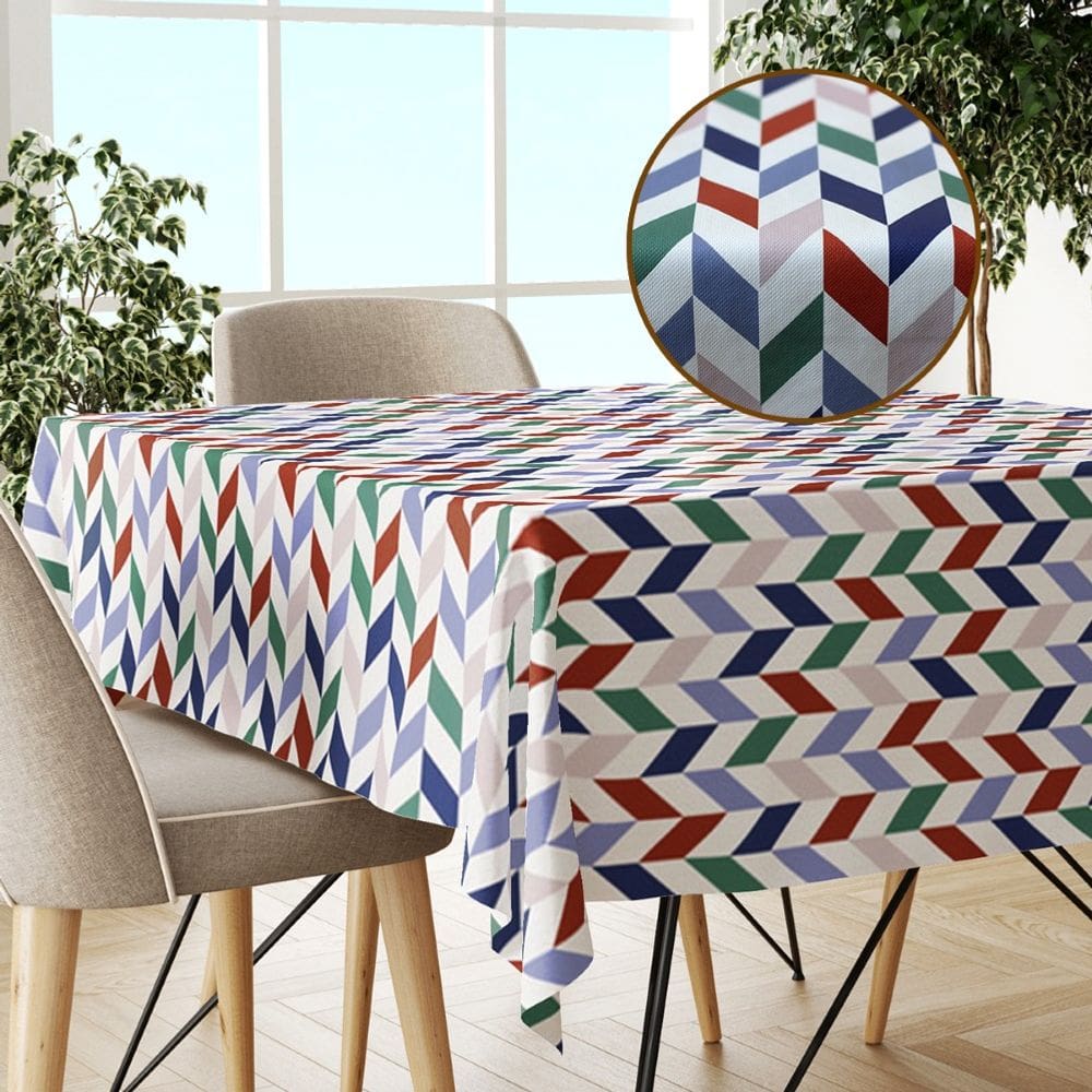 Toalha Mesa Plástica Térmica Chevron Vm 4 Lugares 1,40