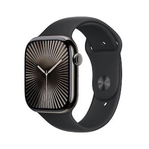 Apple Watch Series 10 GPS + Cellular • Caixa ardósia de titânio – 46 mm • Pulseira esportiva preta – P/M