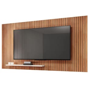 Painel Ripado Para Tv Até 75 Polegadas Com Prateleira Madeirado/off White França Caemmun Freijó/off