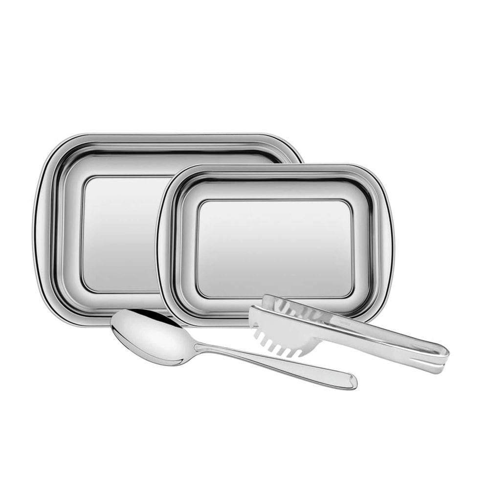 Kit Para Assar E Servir Tramontina Cosmos Em Aço Inox 4 Peças Tramontina