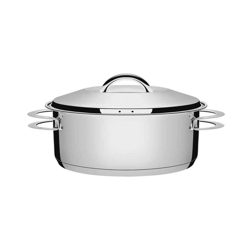 Caçarola Tramontina Solar Rasa Em Aço Inox Fundo Triplo Com Tampa E Alças 24 Cm 4,7 L Tramontina