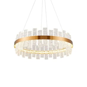 Lustre Pendente Nordecor Lowy 2761 60cm Dourado Brilho Led Bivolt