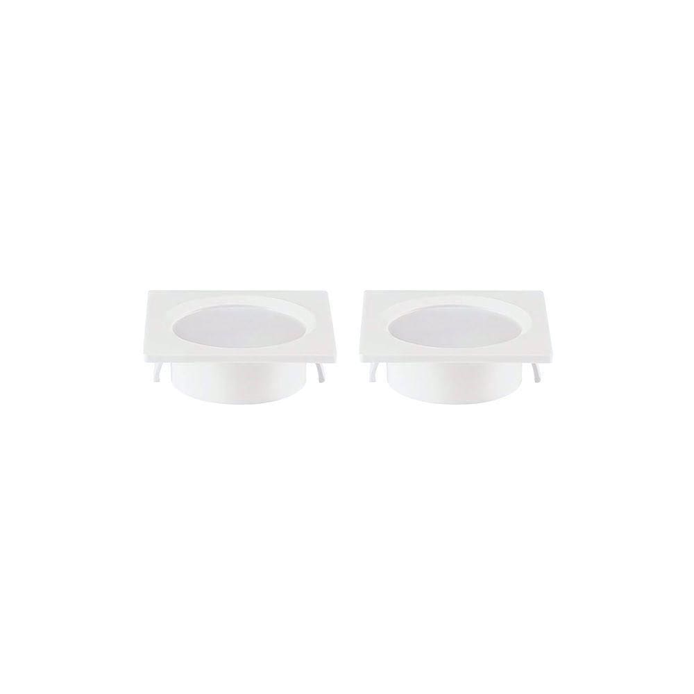 Kit 2 Spots De Embutir Para Móvel Nordecor Alua Quadrado Led 2w Bivolt Branco 4000k Luz Neutra 6577