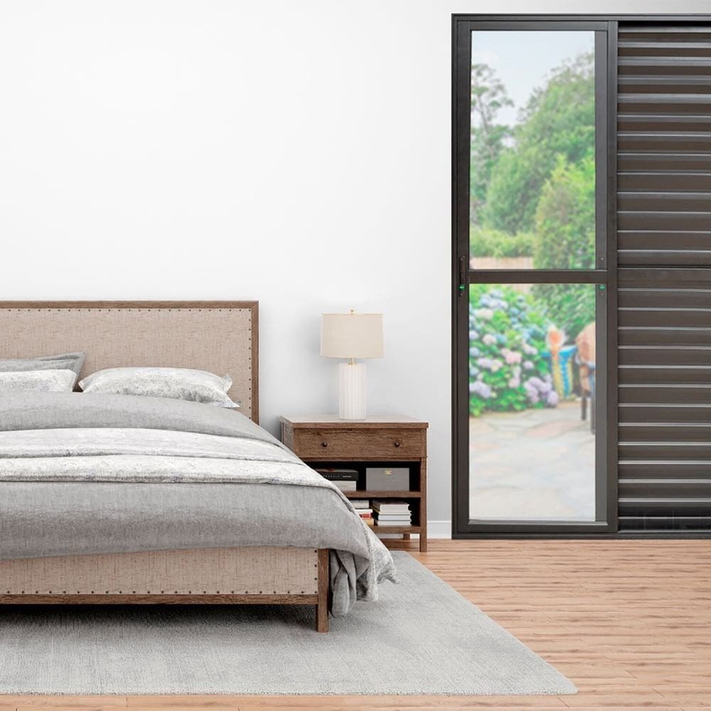 Porta Balcão 3 Folhas Alumínio 2,10 X 1,20 com Fechadura Preto