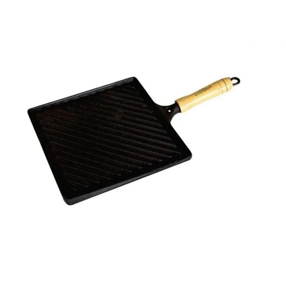 Bifeteira Ferro Fundido Quadrada Frisada - Medidas 25X25Cm