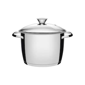 Caldeirão Tramontina Allegra Em Aço Inox Com Fundo Triplo E Tampa De Vidro 24 Cm 7,5 L Tramontina