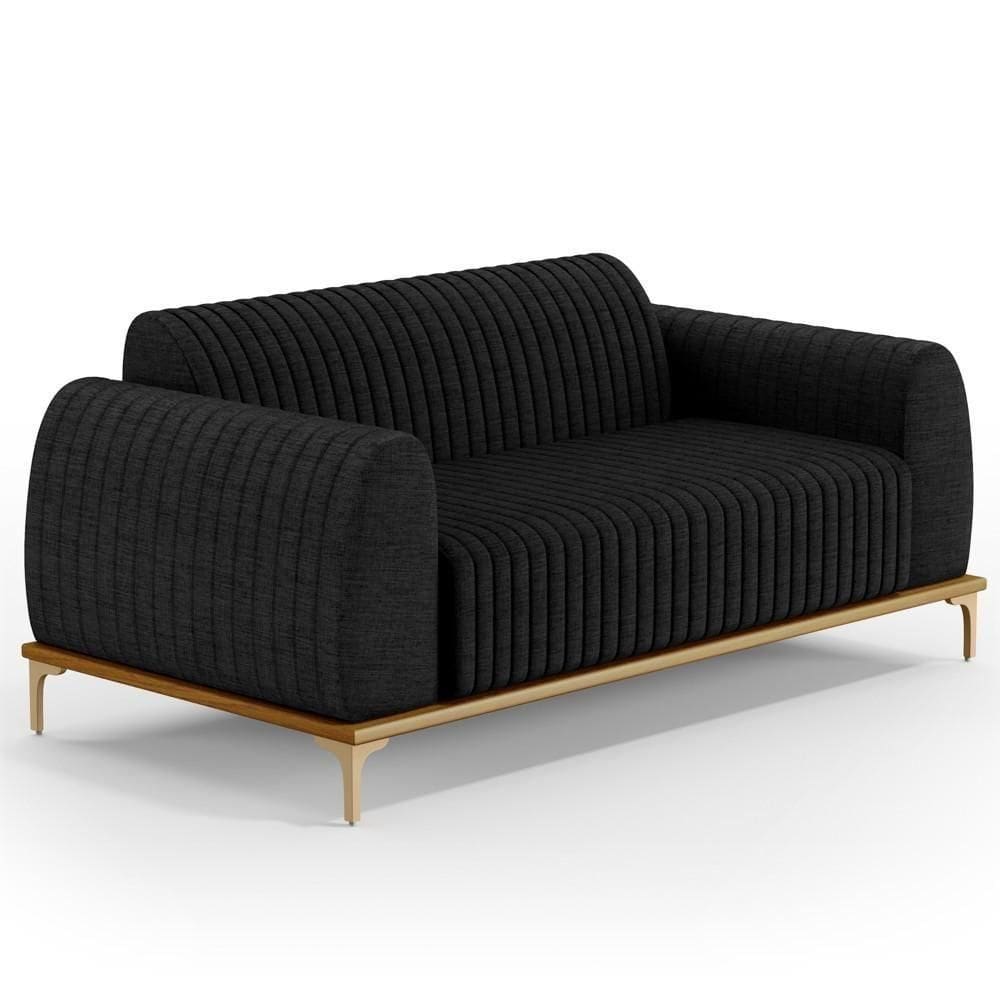 Sofá 180cm 3 Lugares Base Gold D06 Linho D-465 Chumbo