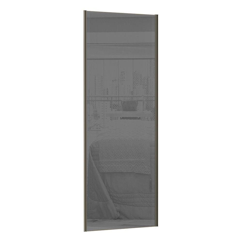 Porta 80cm Com Vidro Prata E Puxador Inox Com Kit Ferragem