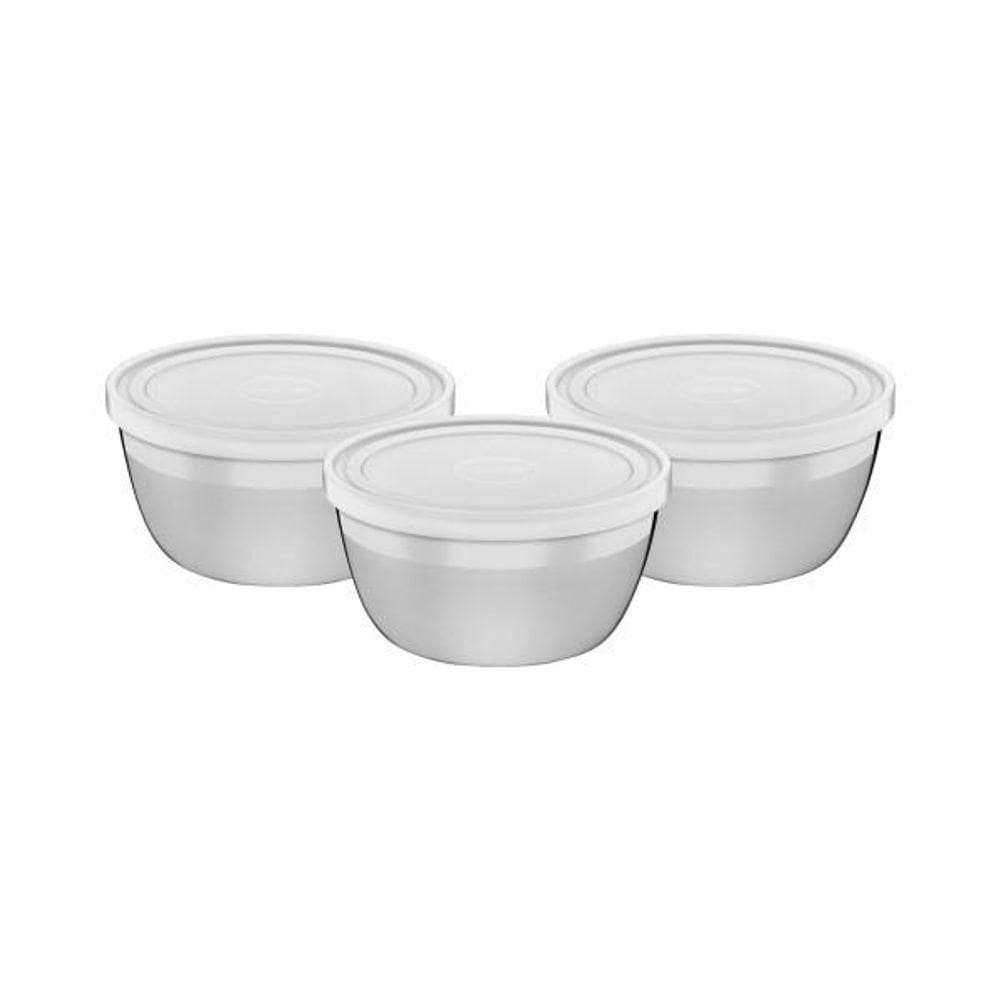 Jogo De Potes Tramontina Freezinox Em Aço Inox Com Tampa Plástica 3 Peças