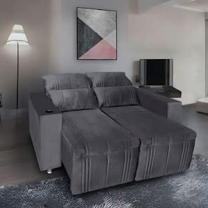 Sofá Retrátil E Reclinável 2 Lugares Madri Suede 1,60m - Star Confort Chumbo