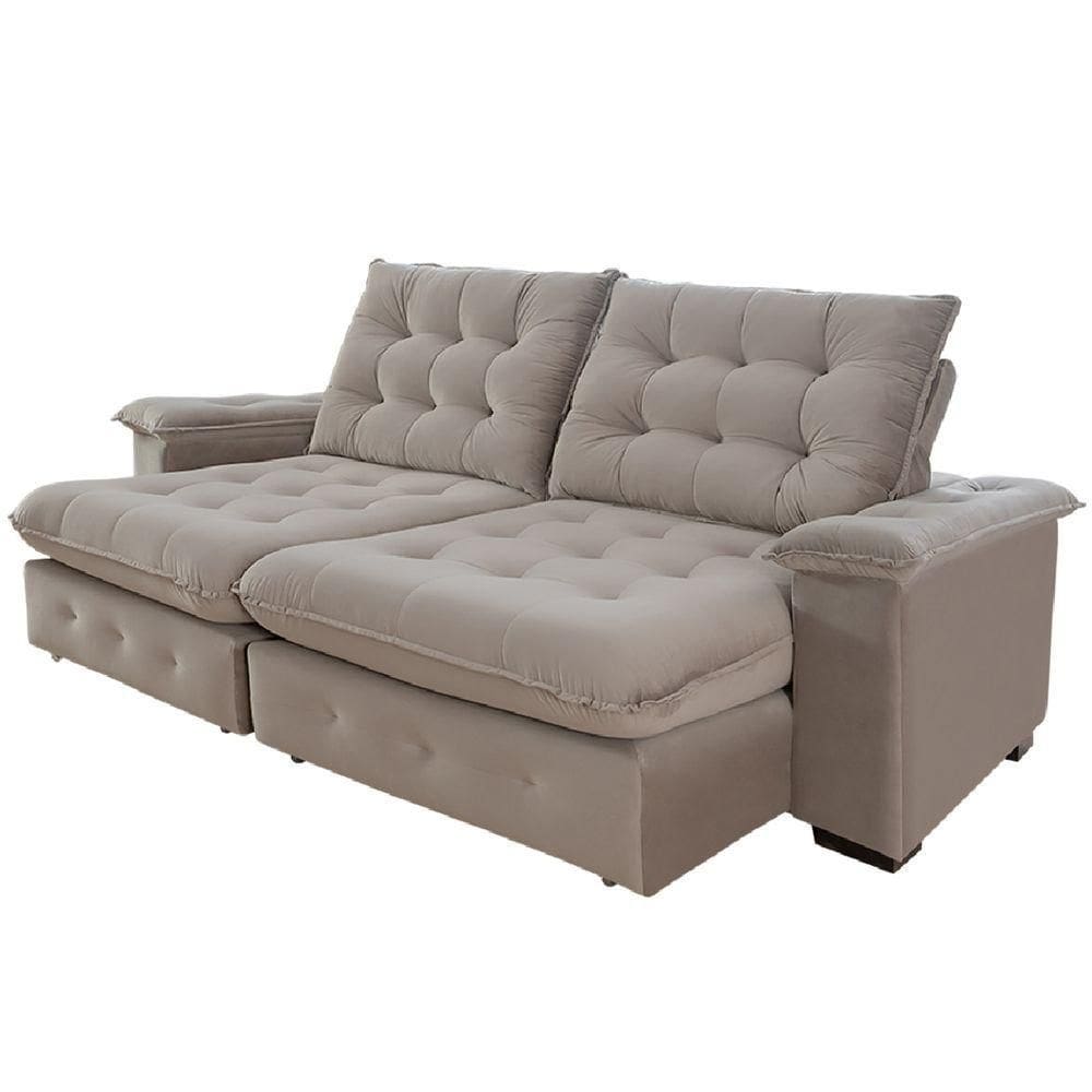 Sofá 3 Lugares Coliseu 2.00m Retrátil E Reclinável Super Pillow - Avelã