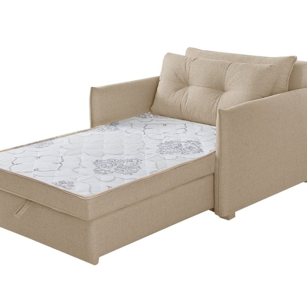 Sofá Cama Montreal Solteiro 95cm X 90cm Bege