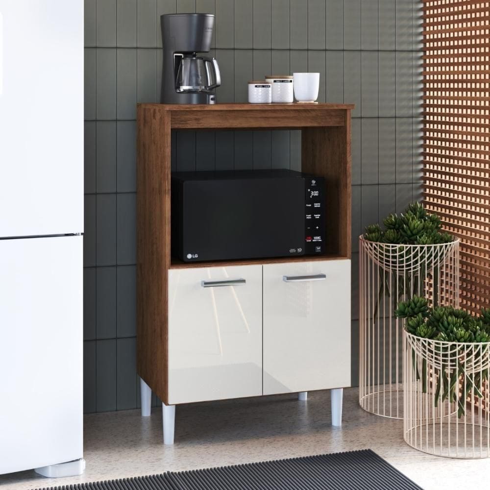 Balcão De Cozinha Modulado Verona 2 Portas Noce/off-white