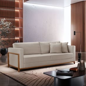 Sofá Paris 03 Lugares 170cm X 90cm X 88cm Bege
