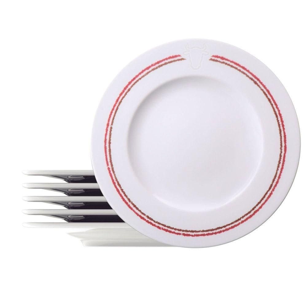 Kit Prato Raso Tramontina Churrasco Classic Em Porcelana 28 Cm 06 Peças Tramontina