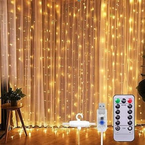 Cortina de Led Decoração com Controle Natal 300 Leds 3x3 USB