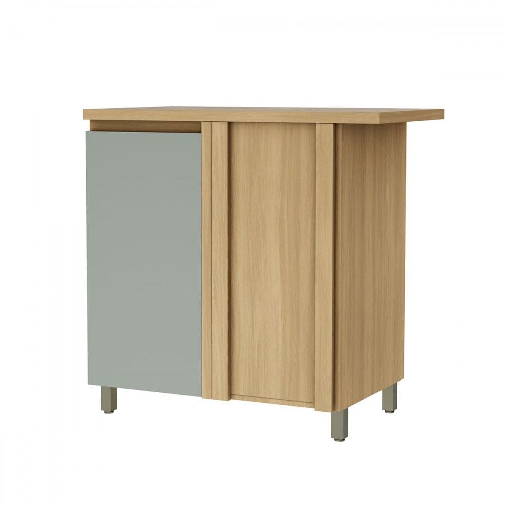 Balcão de Cozinha de Canto Rainha 1 Porta 1 Prateleira 100% Mdf Natural/Verde - Nesher