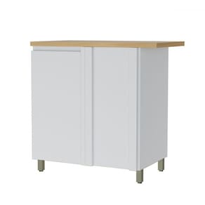 Balcão de Cozinha de Canto Rainha 1 Porta 1 Prateleira 100% Mdf Branco/Natural - Nesher