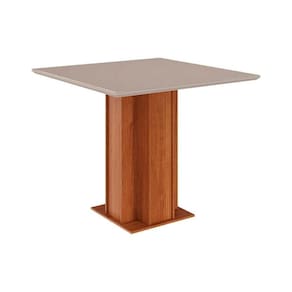 Mesa De Sala Jantar Sophia Com tampo Vidro 95x95cm Cinamomo off White