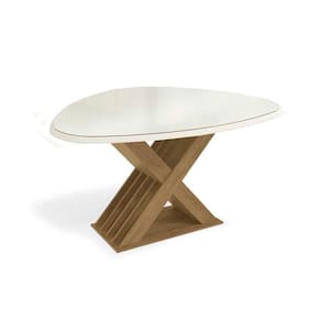 Mesa De Sala Jantar Graviola + Tampo Com Vidro 135x105cm Freijó off White
