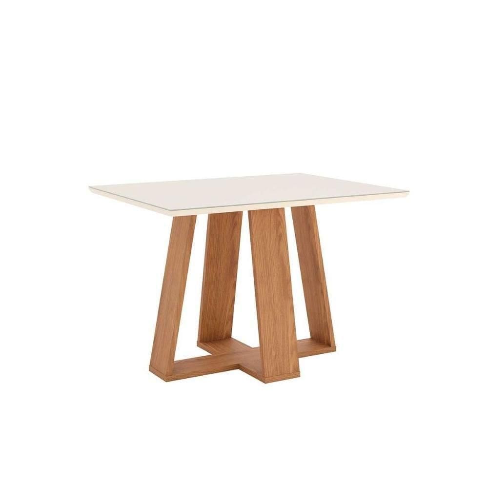 Mesa De Sala Jantar Lins Sc90 Com tampo Vidro Reto 120x80cm Nature off White