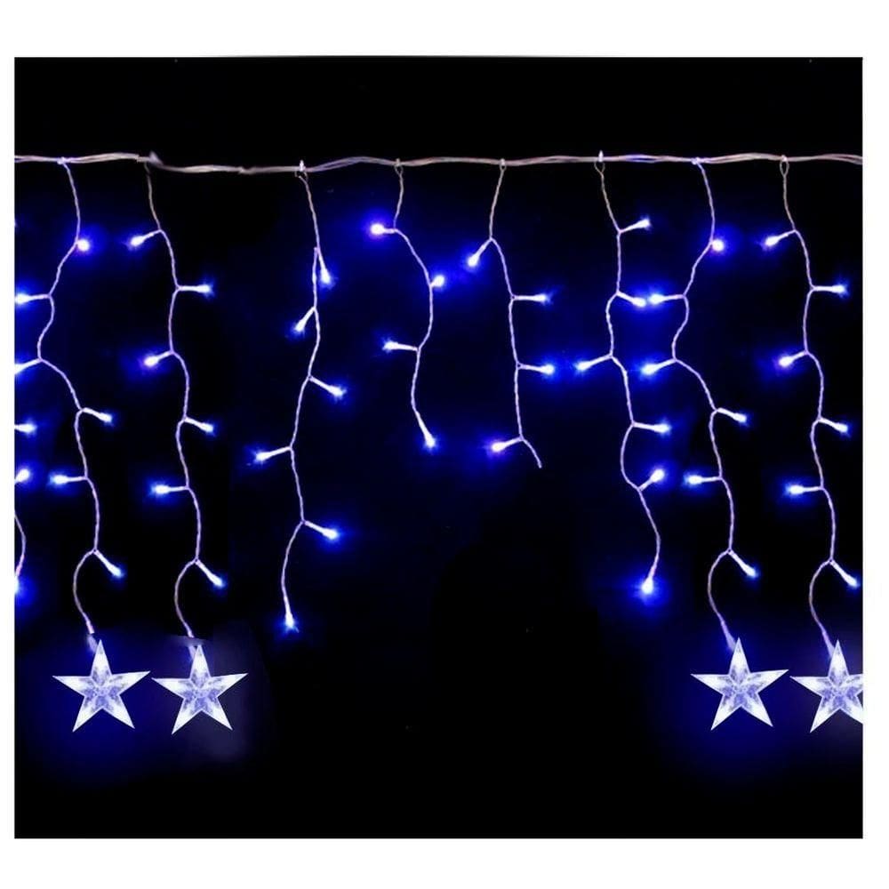 Pisca Cascata Cordão De Luz Estrela Led Azul 6 Metros 220v