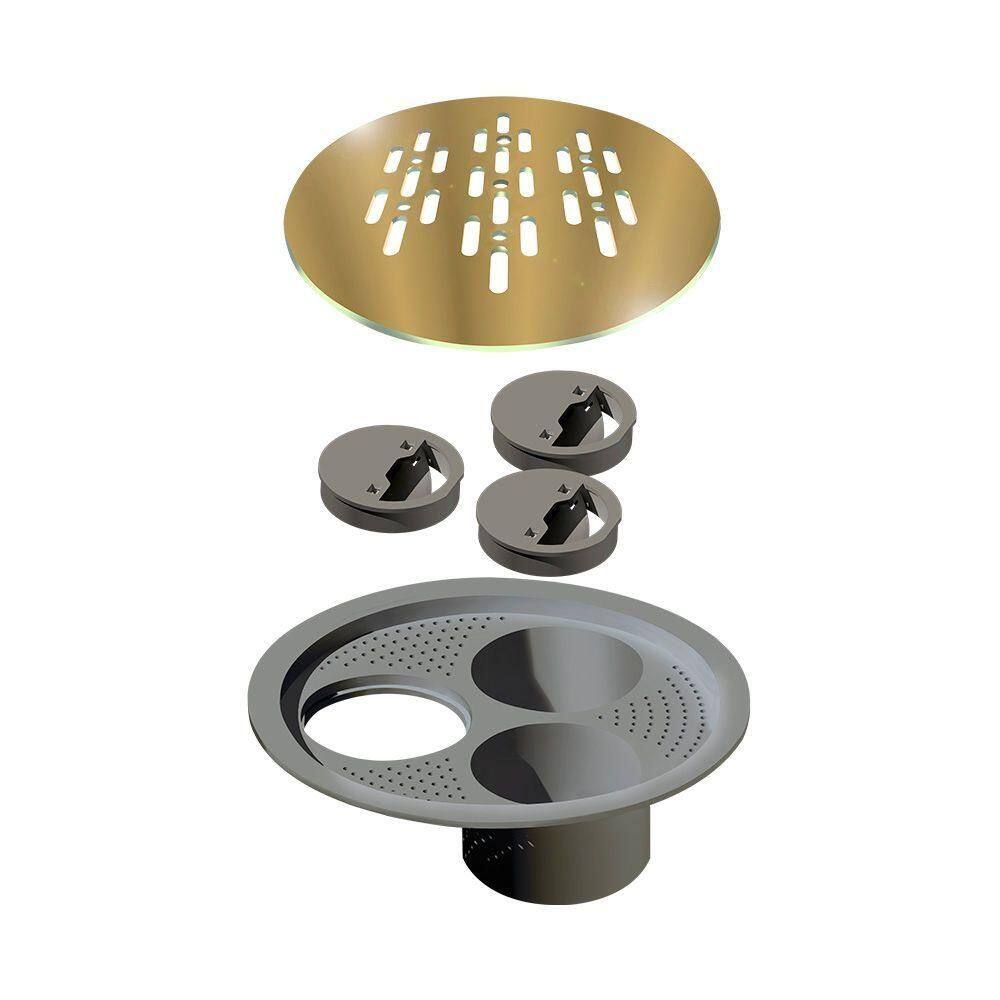 Grelha Para Ralo Linear Elleve Redonda 4086 15x15 Gold