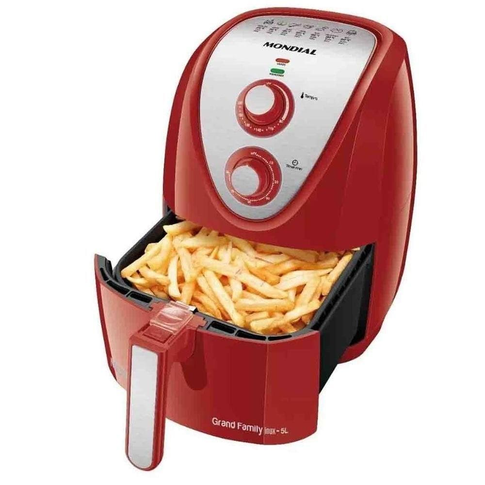 Fritadeira Sem óleo Air Fryer 5l, Mondial, Vermelho/inox 220v