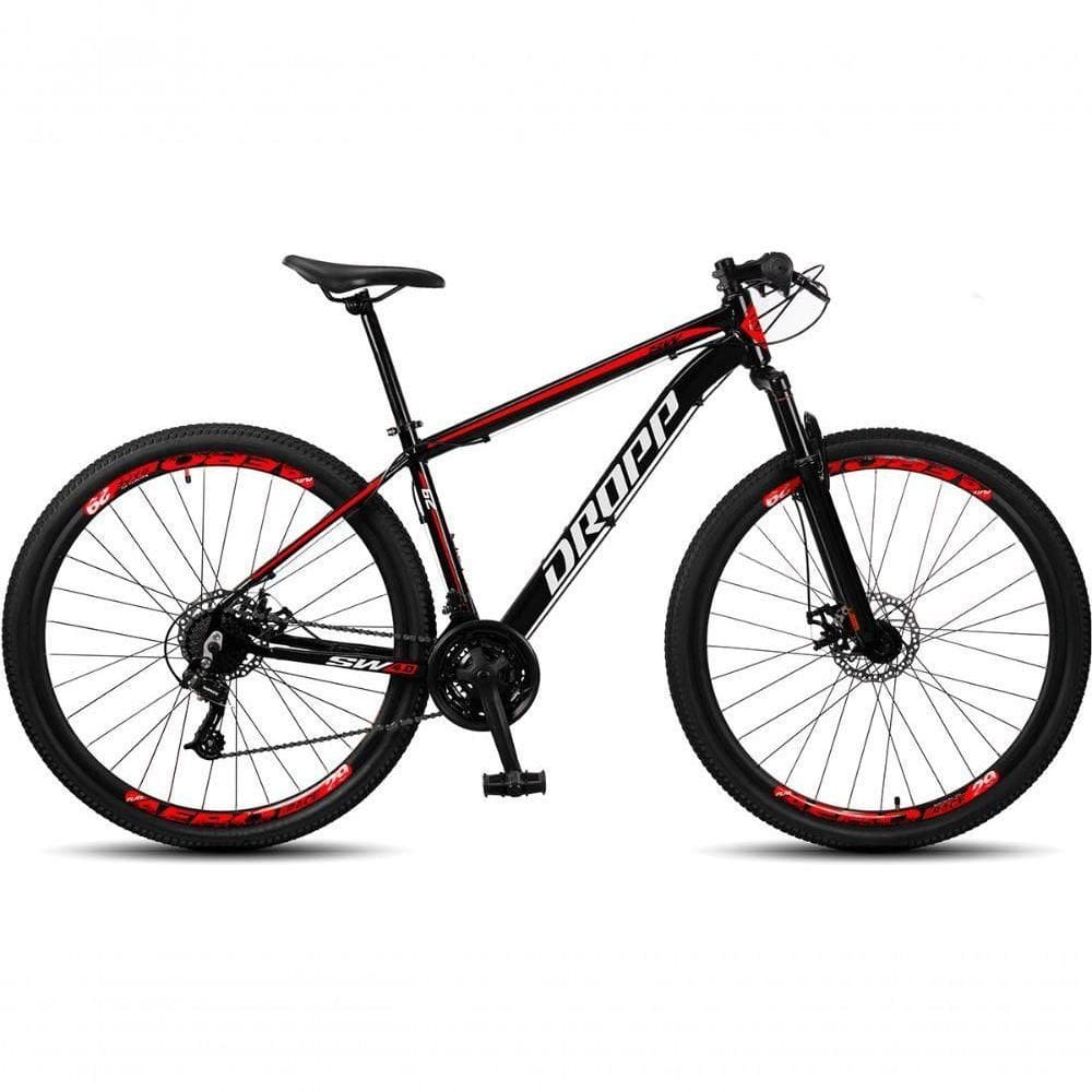 Bicicleta Aro 29 Dropp Sw 24 Vel Câmbio Shimano Quadro Alumínio Mtb Preto+vermelho 19 Preto+vermelho