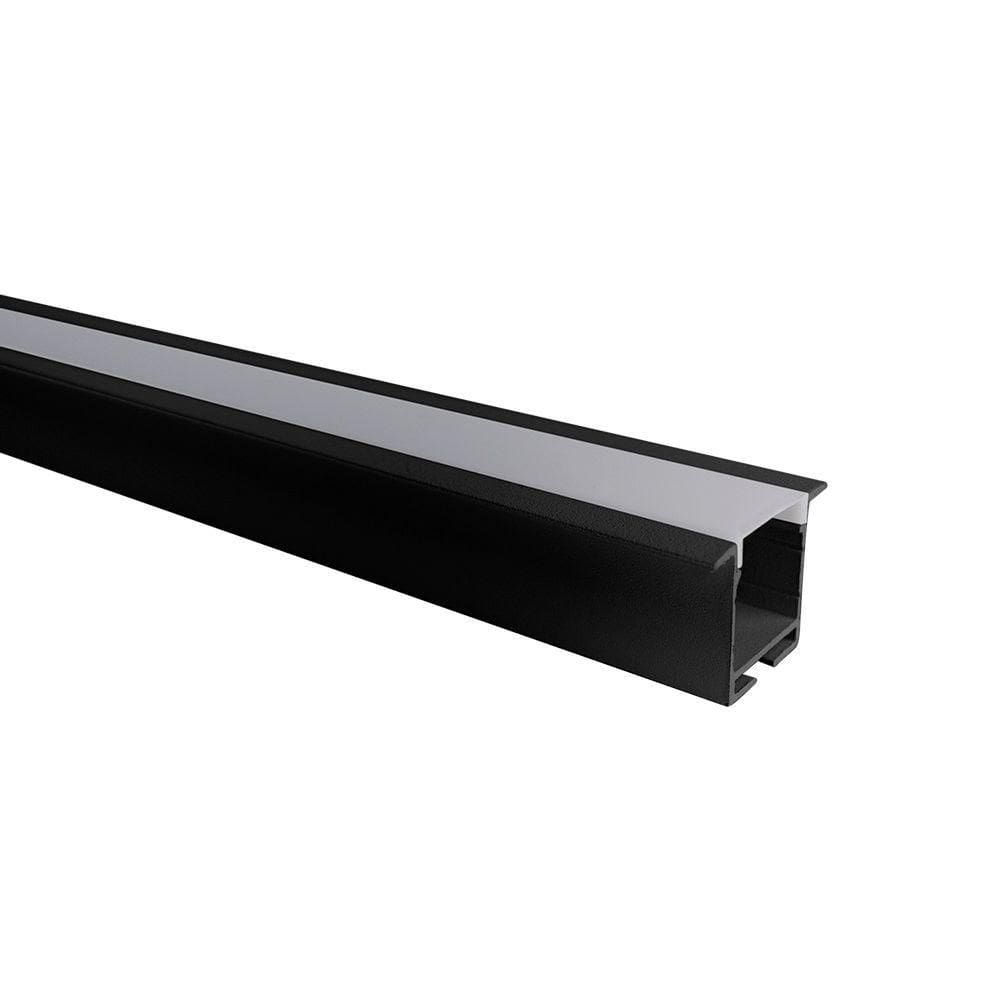 Perfil De Embutir Para Fita Led Blumenau Line Easy 36mm Com 1 Metro Preto Fosco