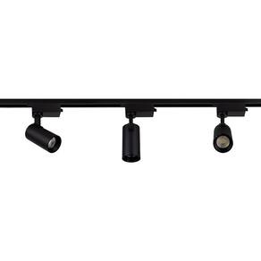 Trilho Eletrificado Com 3 Spots Led Up Blumenau 15w Bivolt Preto 3000k Luz Amarela