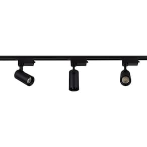 Trilho Eletrificado Com 3 Spots Led Up Blumenau 15w Bivolt Preto 6500k Luz Branca
