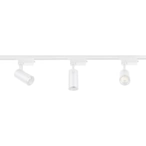 Trilho Eletrificado Com 3 Spots Led Up Blumenau 15w Bivolt Branco 3000k Luz Amarela
