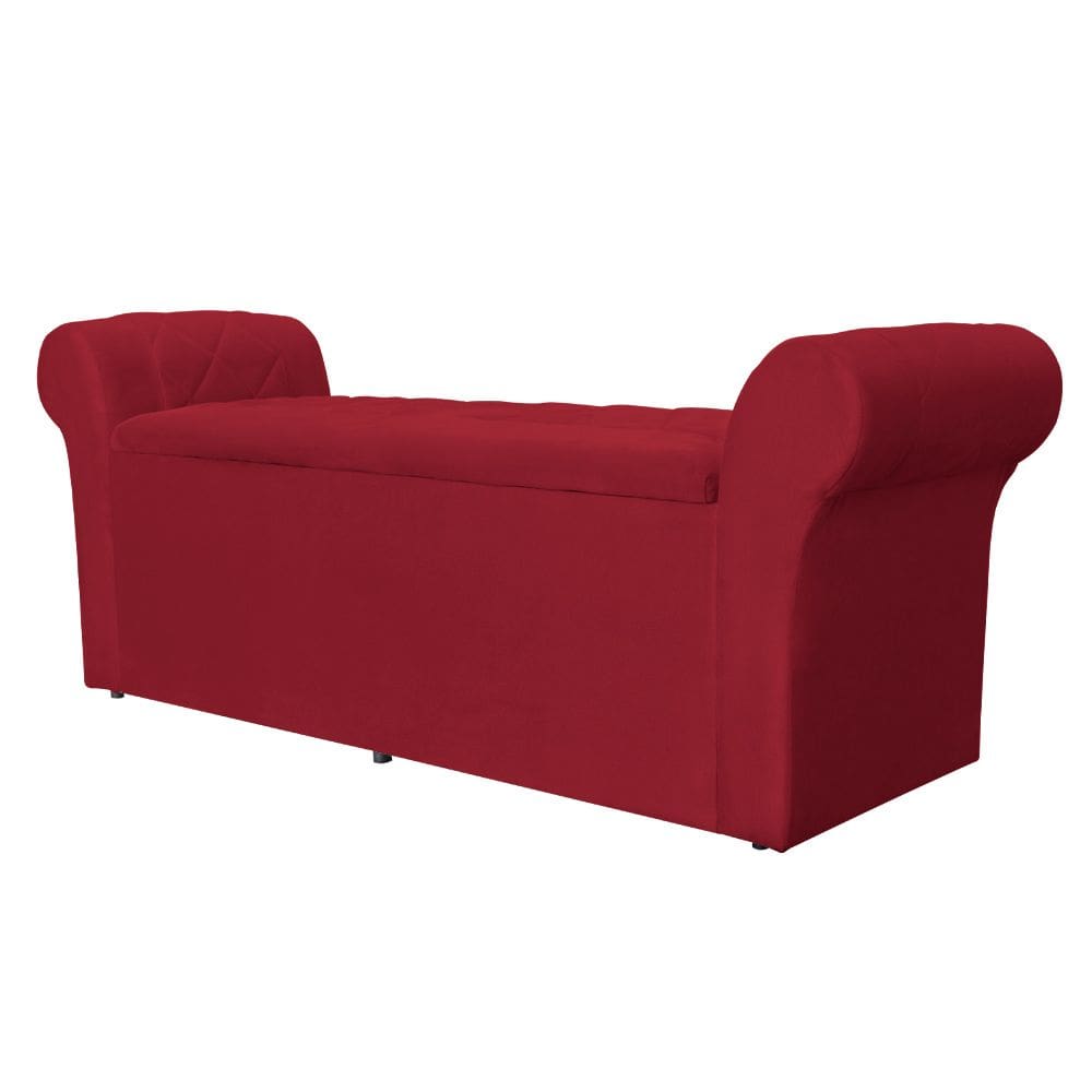 Calçadeira Báu Cancun 1,40 cm Suede Vermelho - Montanaris Decor