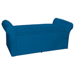 Calçadeira Báu Cancun 0,90 cm Suede Azul Marinho - Montanaris Decor
