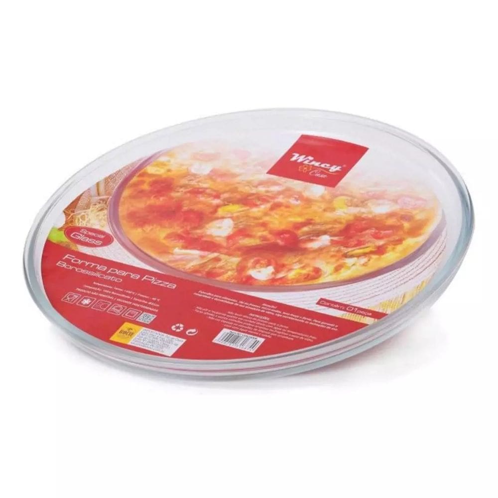 Forma Assadeira de Pizza Redonda em Vidro Borossilicato Resistente 31cm