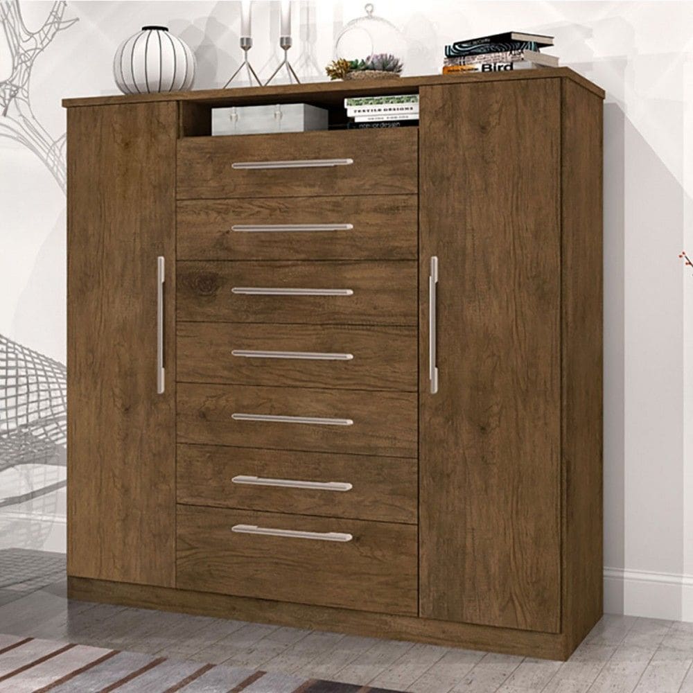 Cômoda Mega 2 Portas 7 Gavetas Jequitibá - J&a Móveis
