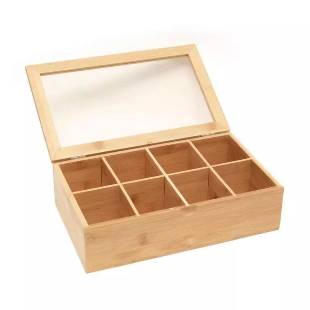 Caixa Decorativa de Bambu 8 nichos com Tampa