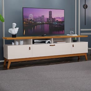 Rack para TV Até 40 Polegadas 3 Portas Absolut Off White/Natural - J&a Móveis