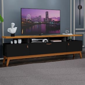Rack para TV Até 40 Polegadas 3 Portas Absolut Preto/Natural - J&a Móveis