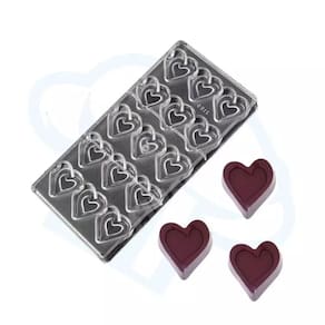 Forma De Chocolate Policarbonato / Acrílico Molde Coração Desenhado 15 Cavidades