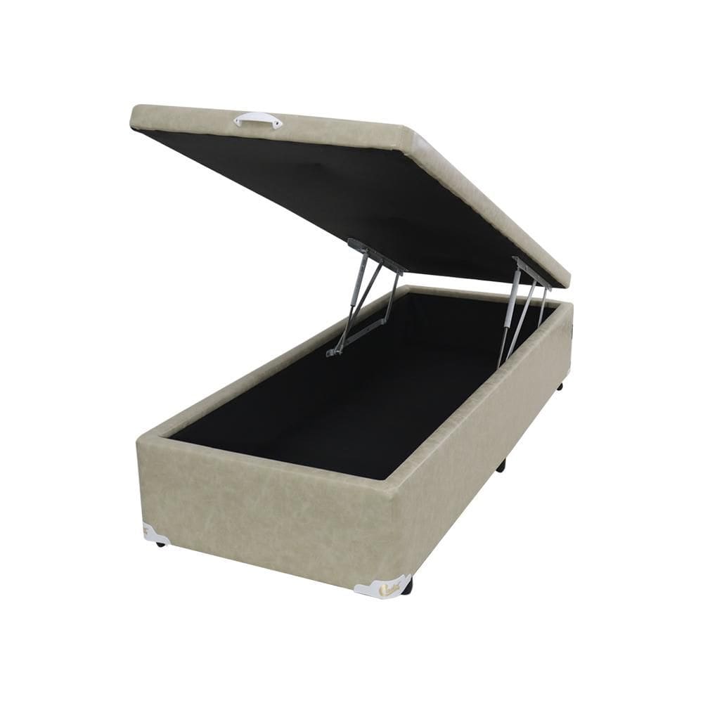 Box Baú Castor Solteiro Premium Kansas Bege 88x188x35cm