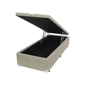 Box Baú Castor Solteiro Premium Kansas Bege 88x188x35cm