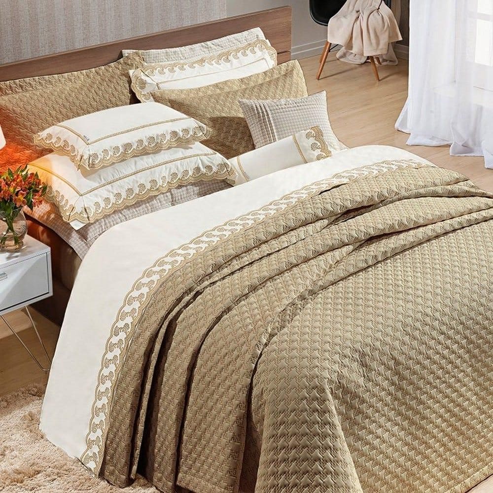 Jogo de Cama 200 fios 3 Peças Reale Caqui 88x188cm