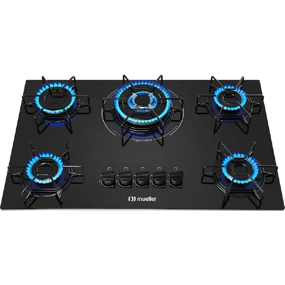 Cooktop a Gás Mueller 5 Bocas Tripla Chama Preto MCG135BG1 – Bivolt
