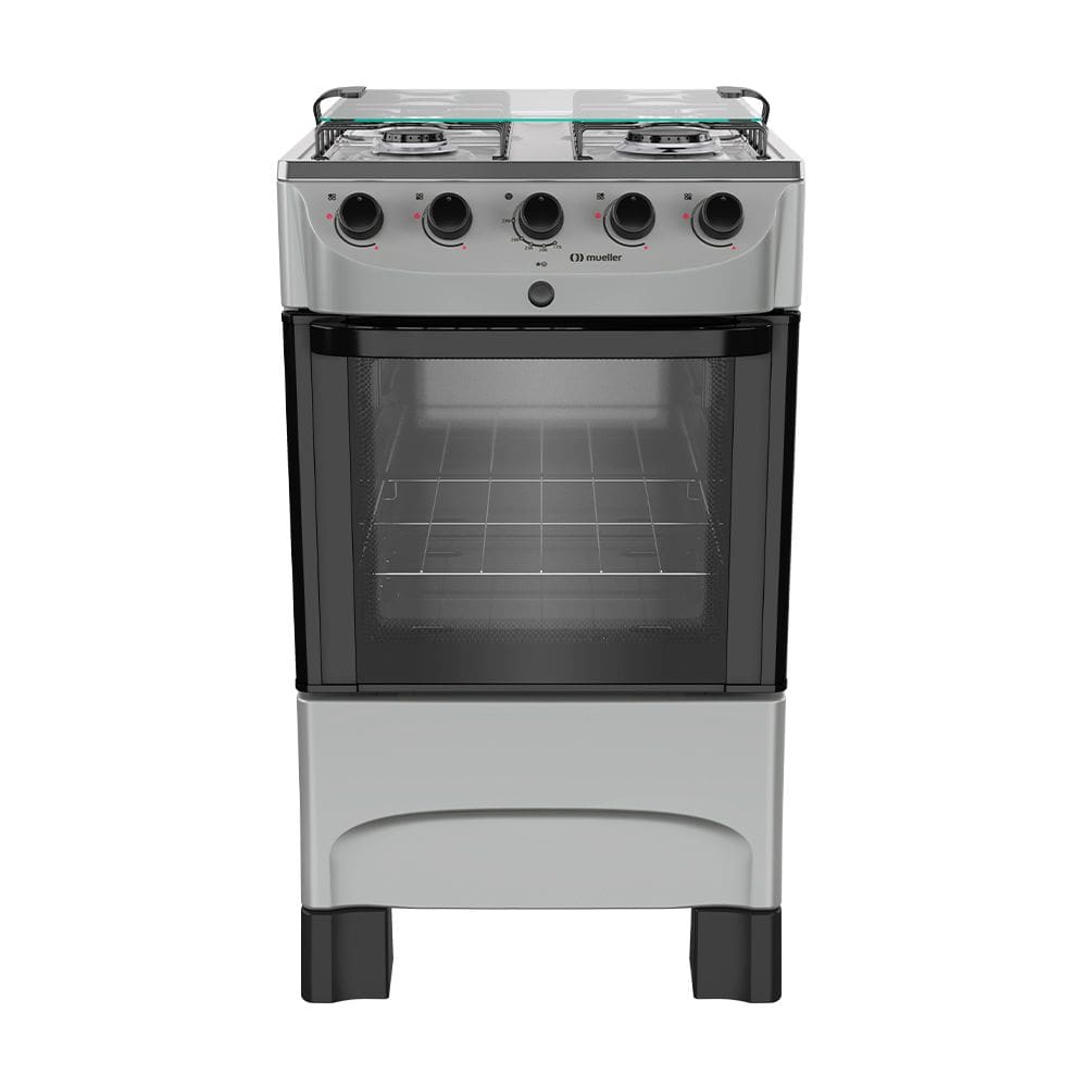 Fogão 4 Bocas a Gás Mueller MFI4BB Mesa Inox e Acendimento Automático Titânio Bivolt