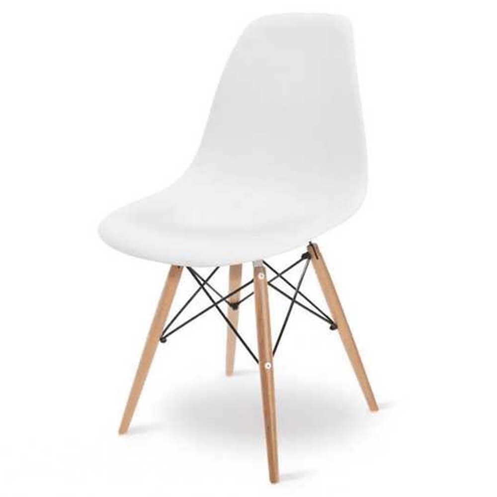 Cadeira Charles 1102 em Polipropileno e Base Madeira OR Design Cor Branco